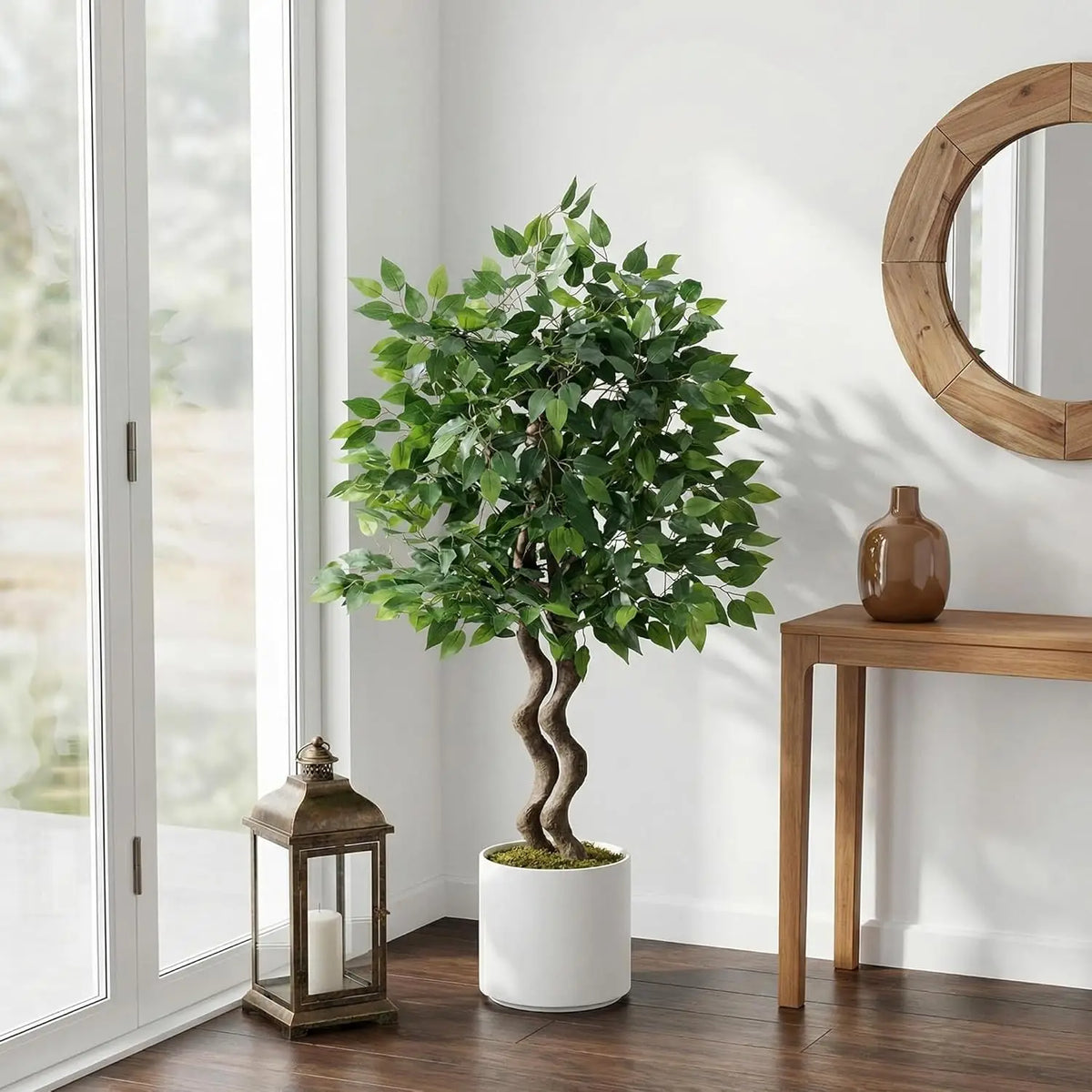 HiMISS Artificial Ficus Tree With Lifelike Foliage for Indoor Decor