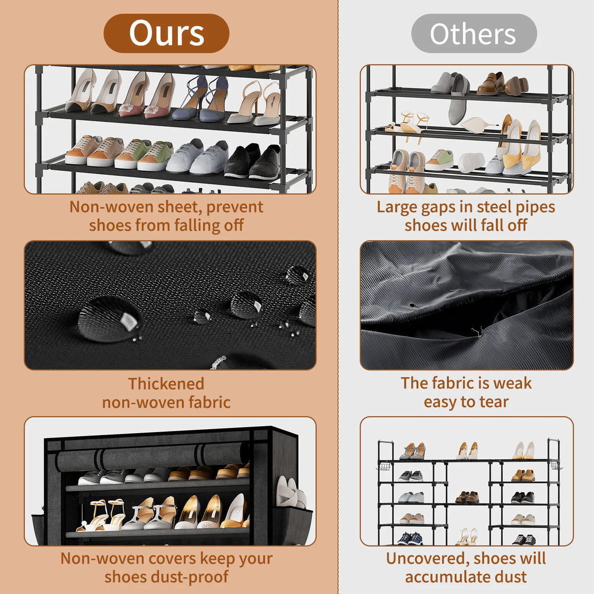 Dustproof Shoe Rack Organizer With Multi Functional Storage Shelves