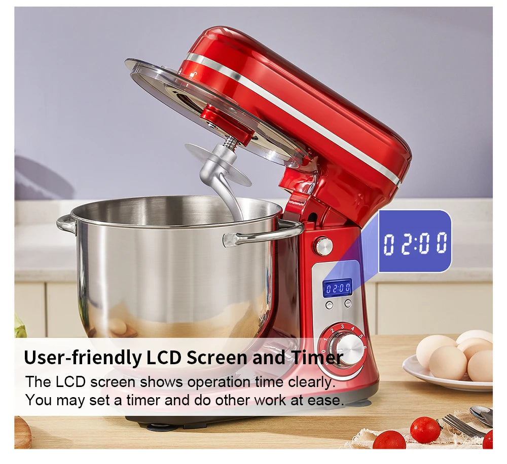 BioloMix Tilt Head Stand Mixer With Dough Hook And Whisk