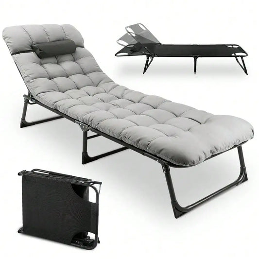 Folding Camping Cot With Mattress And Pillow For Travel