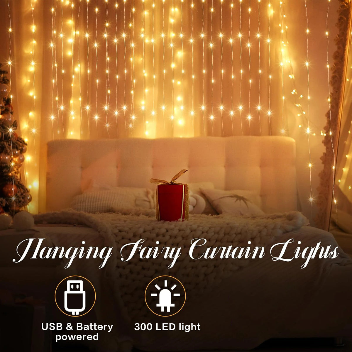 GUPUP Smart LED Curtain Lights With Remote Control And Timer