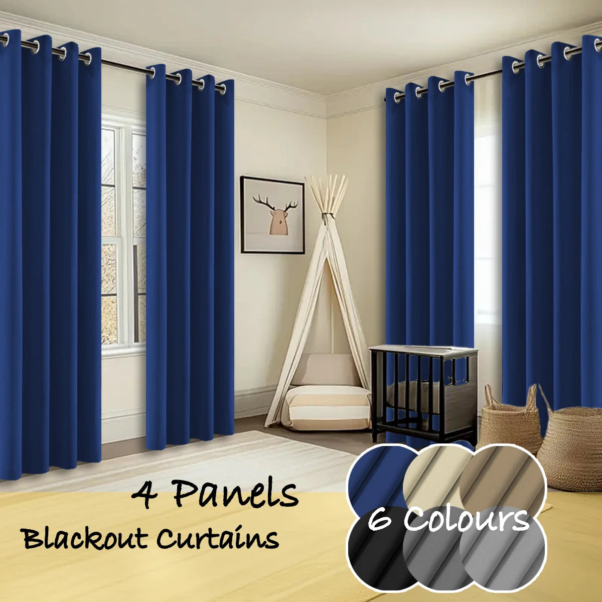 Thermal Insulated Blackout Ring Top Curtains With Noise Reduction
