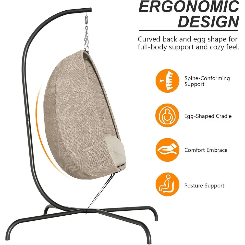 Foldable Egg Chair With Stand For Indoor And Outdoor Relaxation