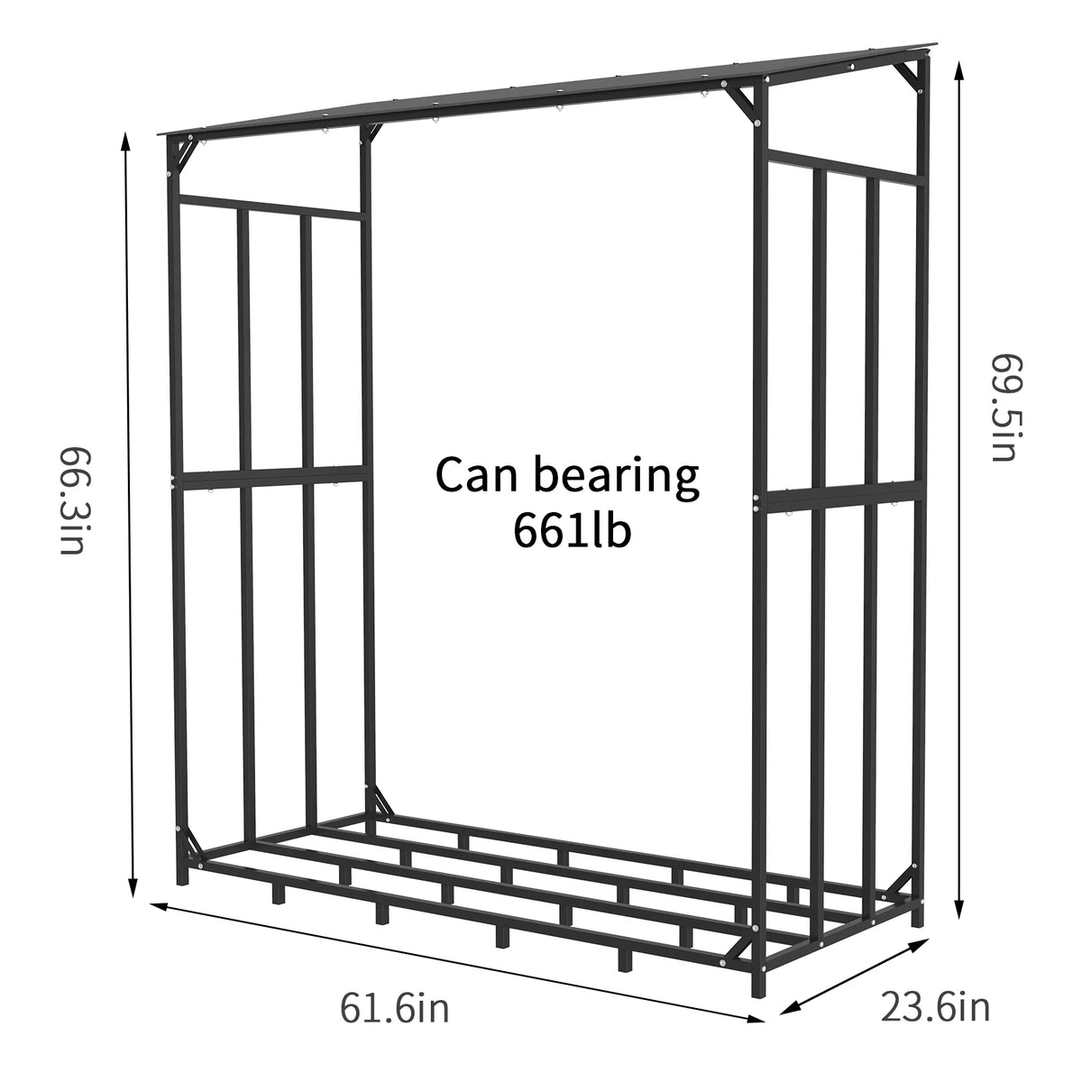 Heavy Duty Metal Firewood Rack With Cover For Outdoor Storage