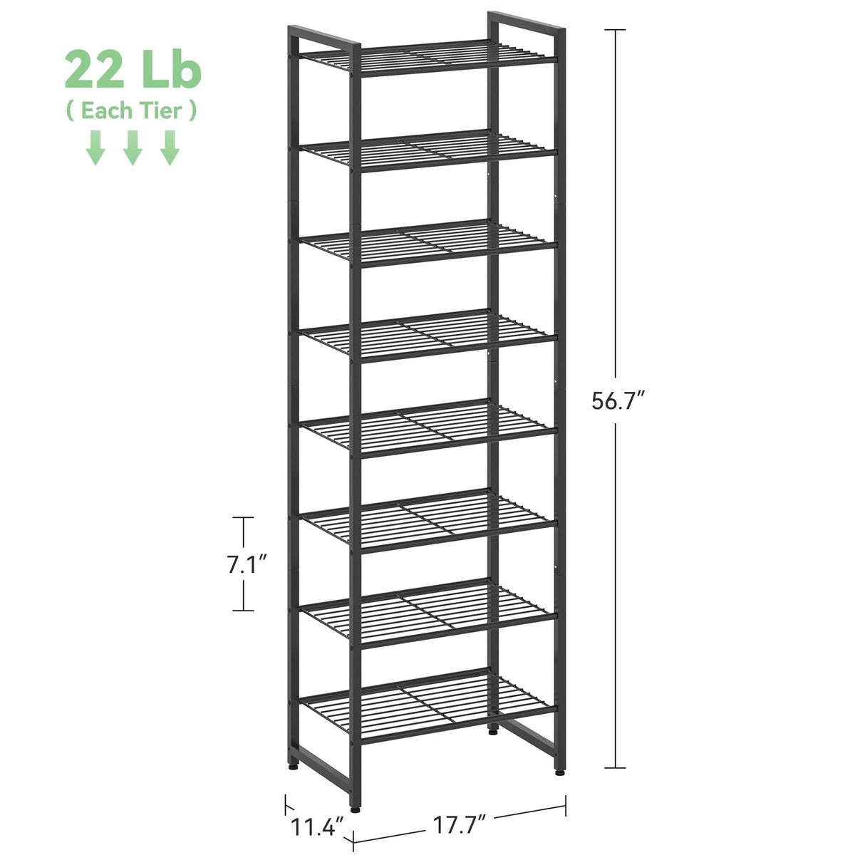 Metal Shoe Rack With Anti Tip Strap For Closet Storage