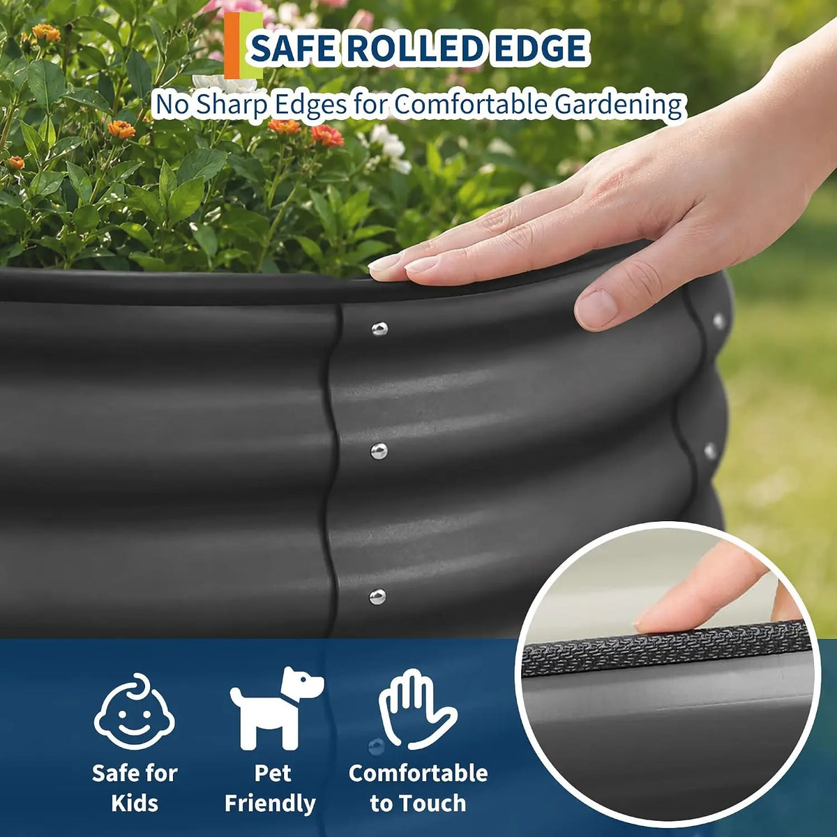 Tacleekii Galvanized Steel Oval Raised Garden Bed Planter Kit
