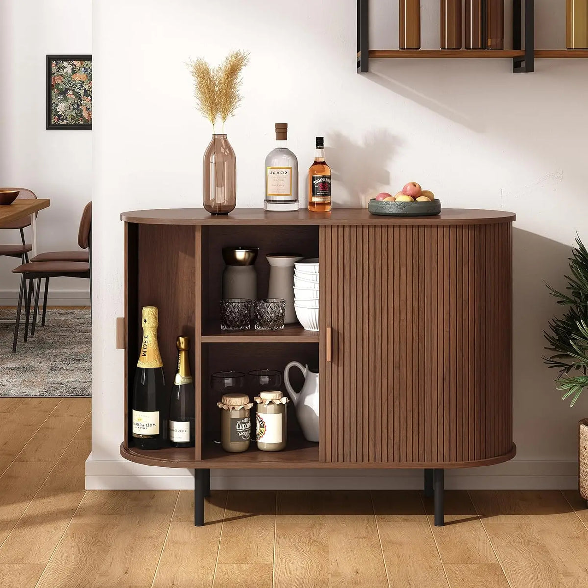 ONBRILL Modern Sideboard Buffet Cabinet With Sliding Door Storage