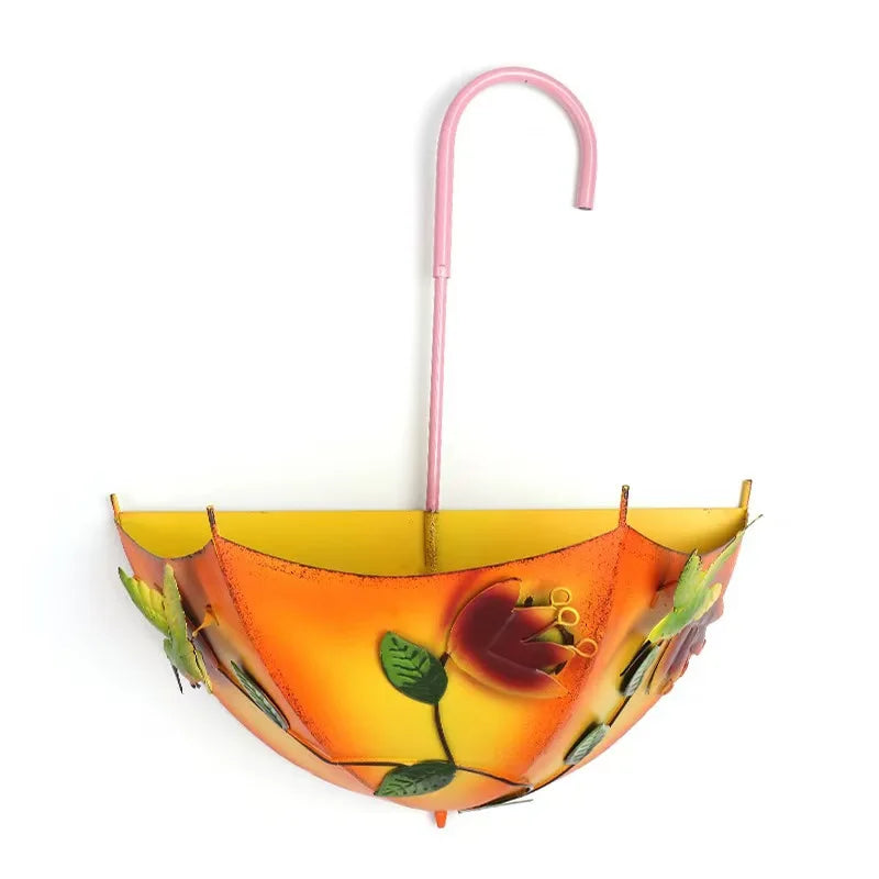 Farmhouse Umbrella Wall Mounted Metal Hanging Flower Basket Planter