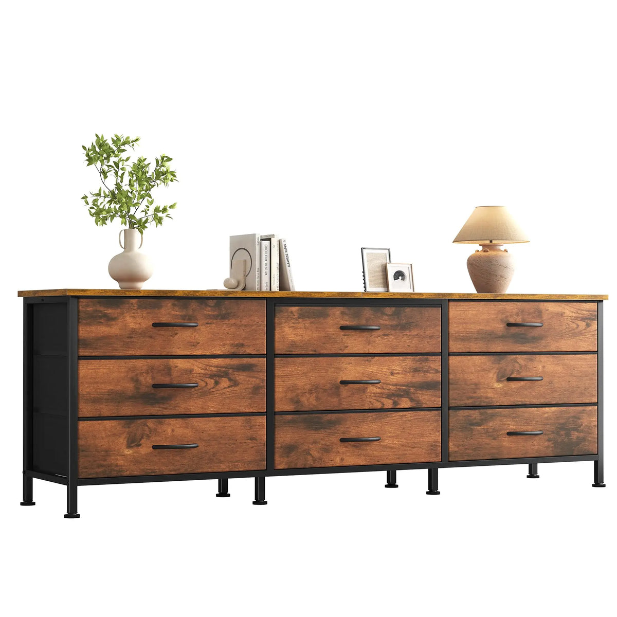 JHK Modern TV Entertainment Center With Fabric Drawer Storage Display Unit