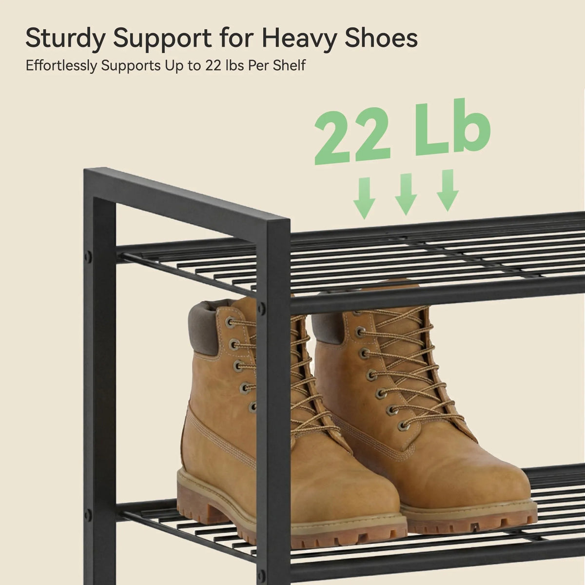 Metal Shoe Rack With Anti Tip Strap For Closet Storage