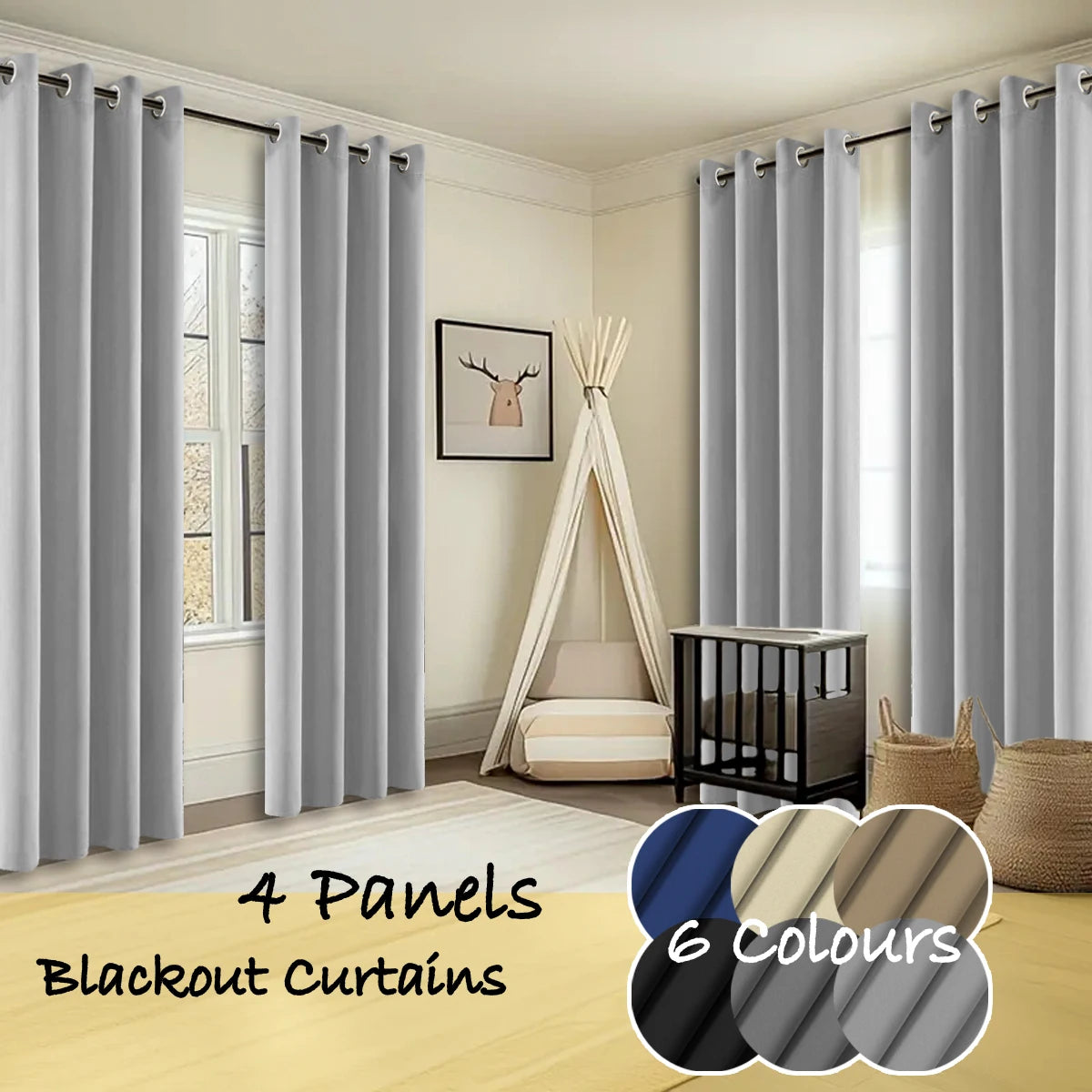 Thermal Insulated Blackout Ring Top Curtains With Noise Reduction