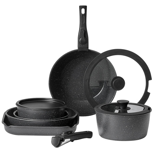 SucceBuy Nonstick Granite Cookware Set for Induction Cooking