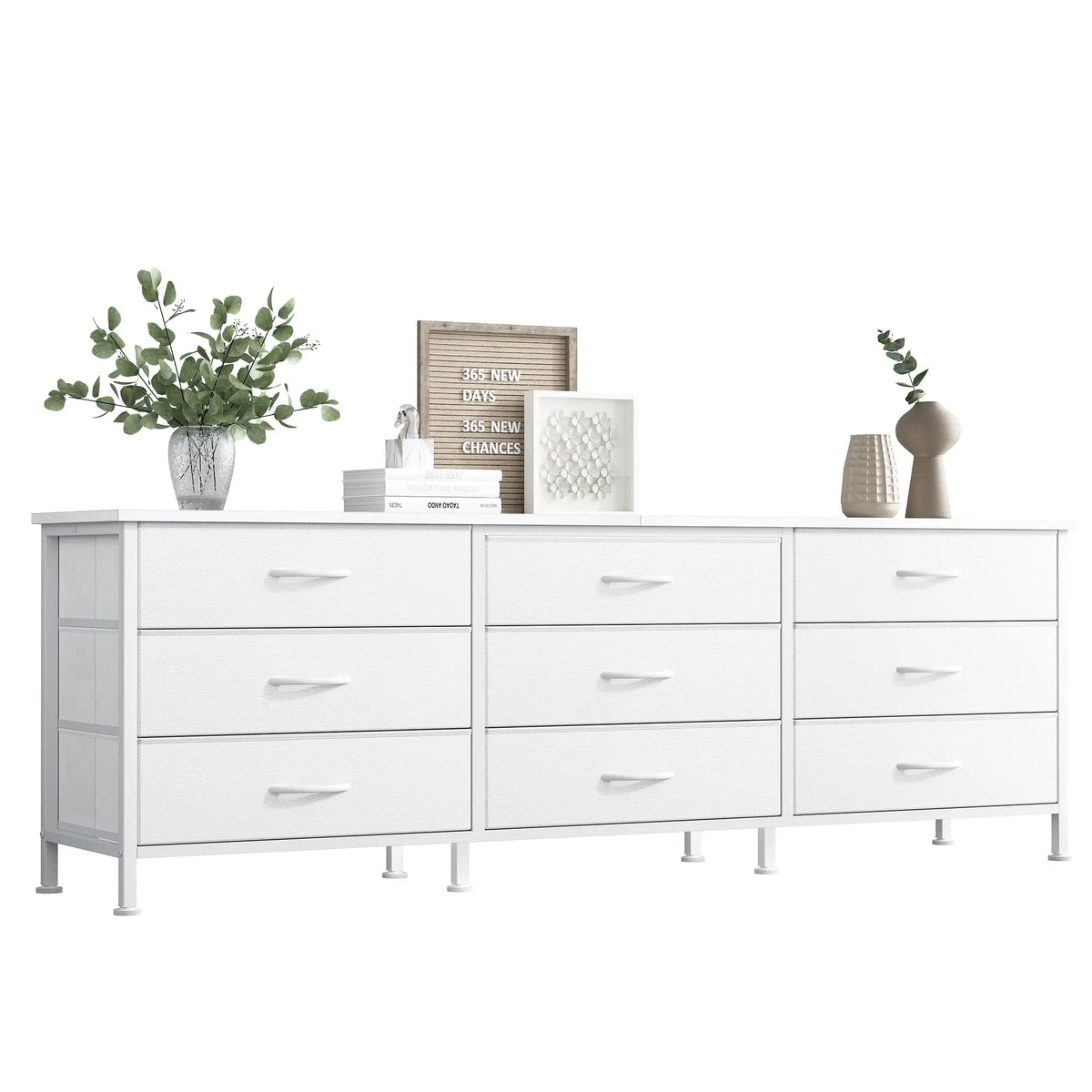 JHK Modern TV Entertainment Center With Fabric Drawer Storage Display Unit