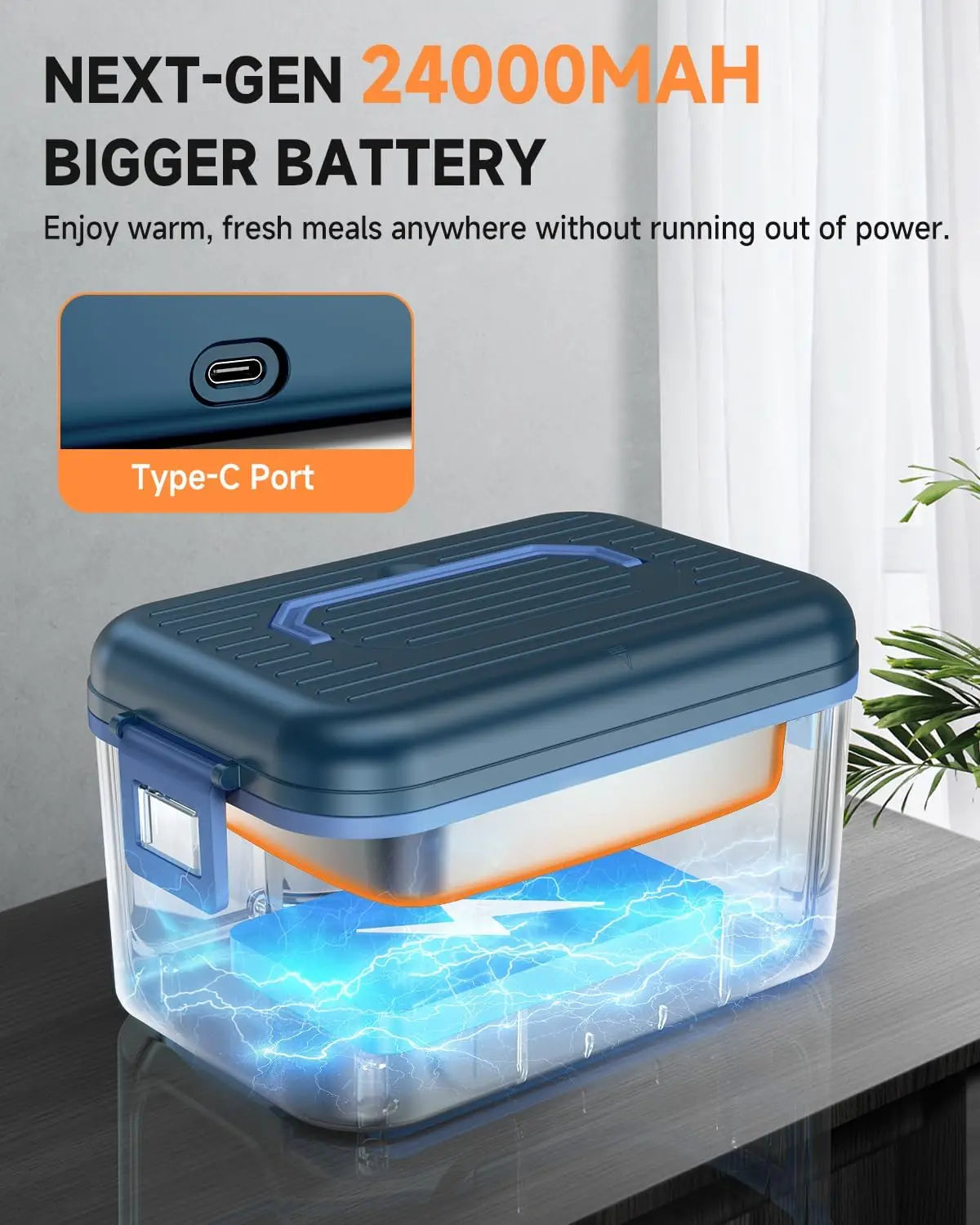 Cordless Rechargeable Heated Lunch Box With Ice Crystal Box
