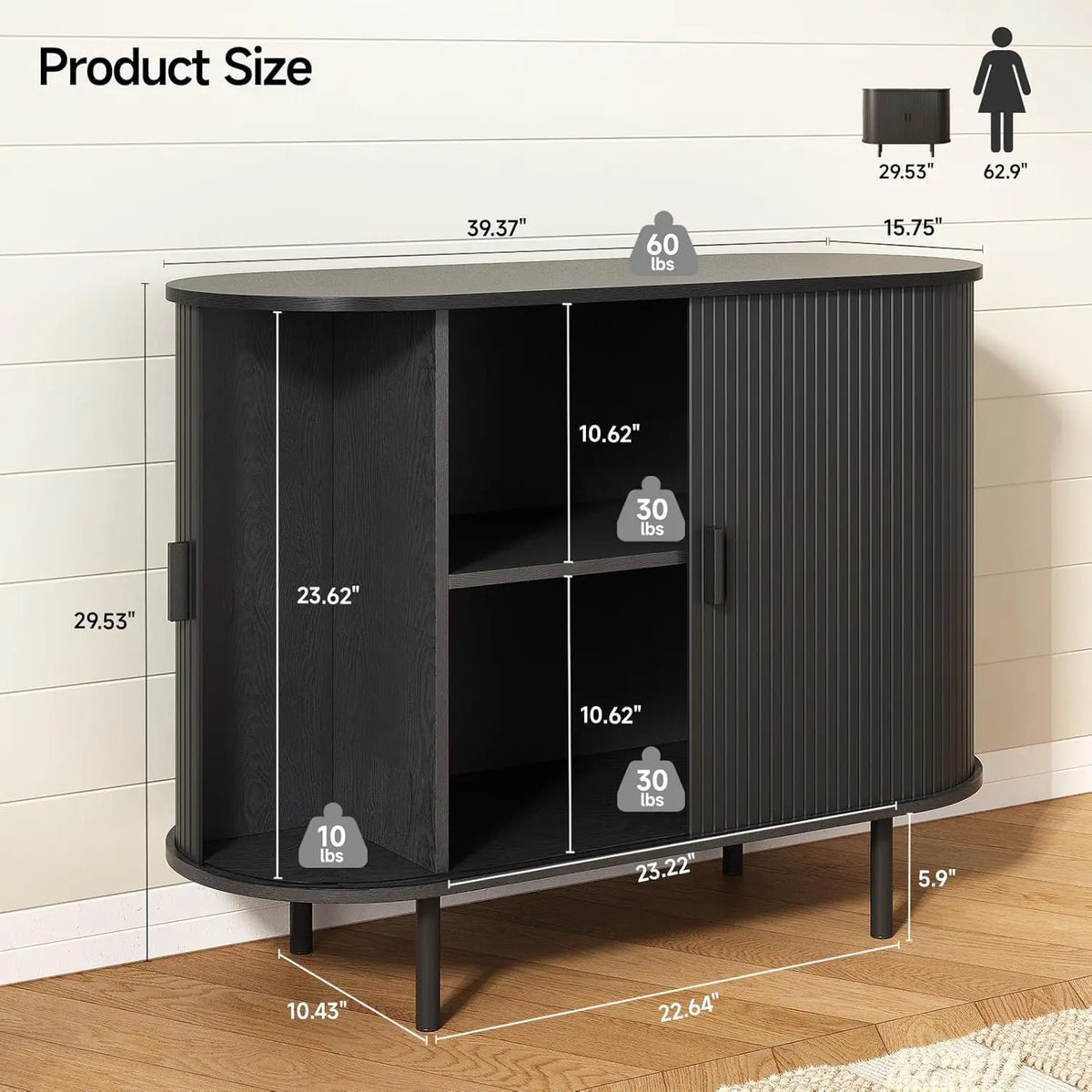ONBRILL Modern Sideboard Buffet Cabinet With Sliding Door Storage