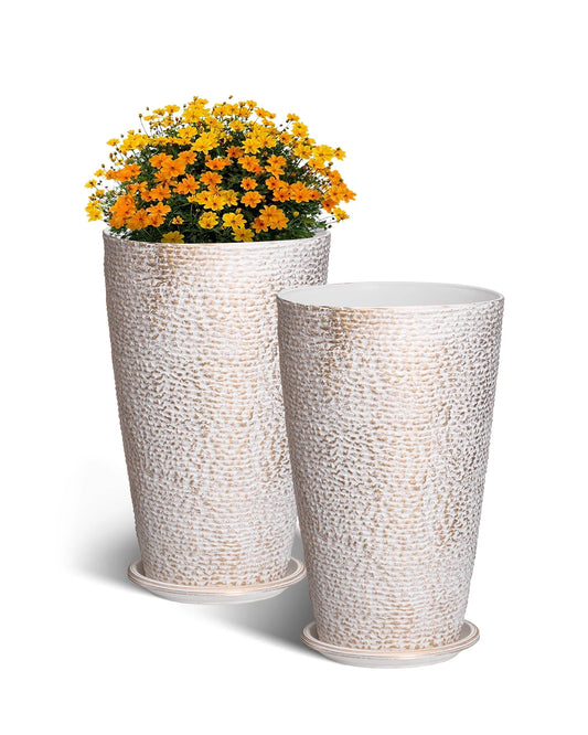 VEVOR Two Tall Outdoor Planters for Patio and Porch