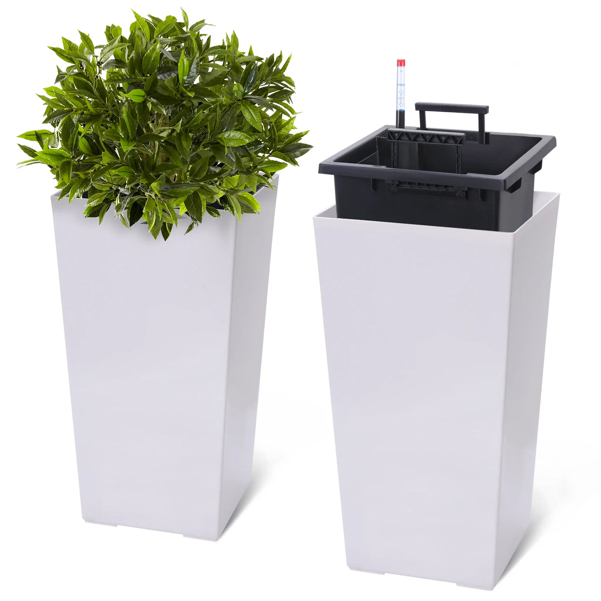 HiMISS Self Watering Planters With Drainage for Indoor Outdoor Plants
