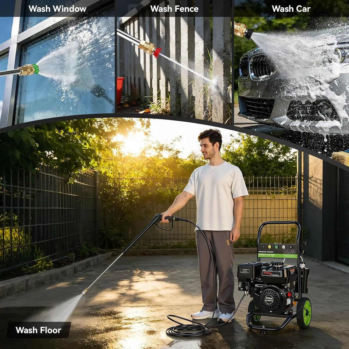 Gas Powered Commercial Pressure Washer With 4200 PSI Cleaning Power