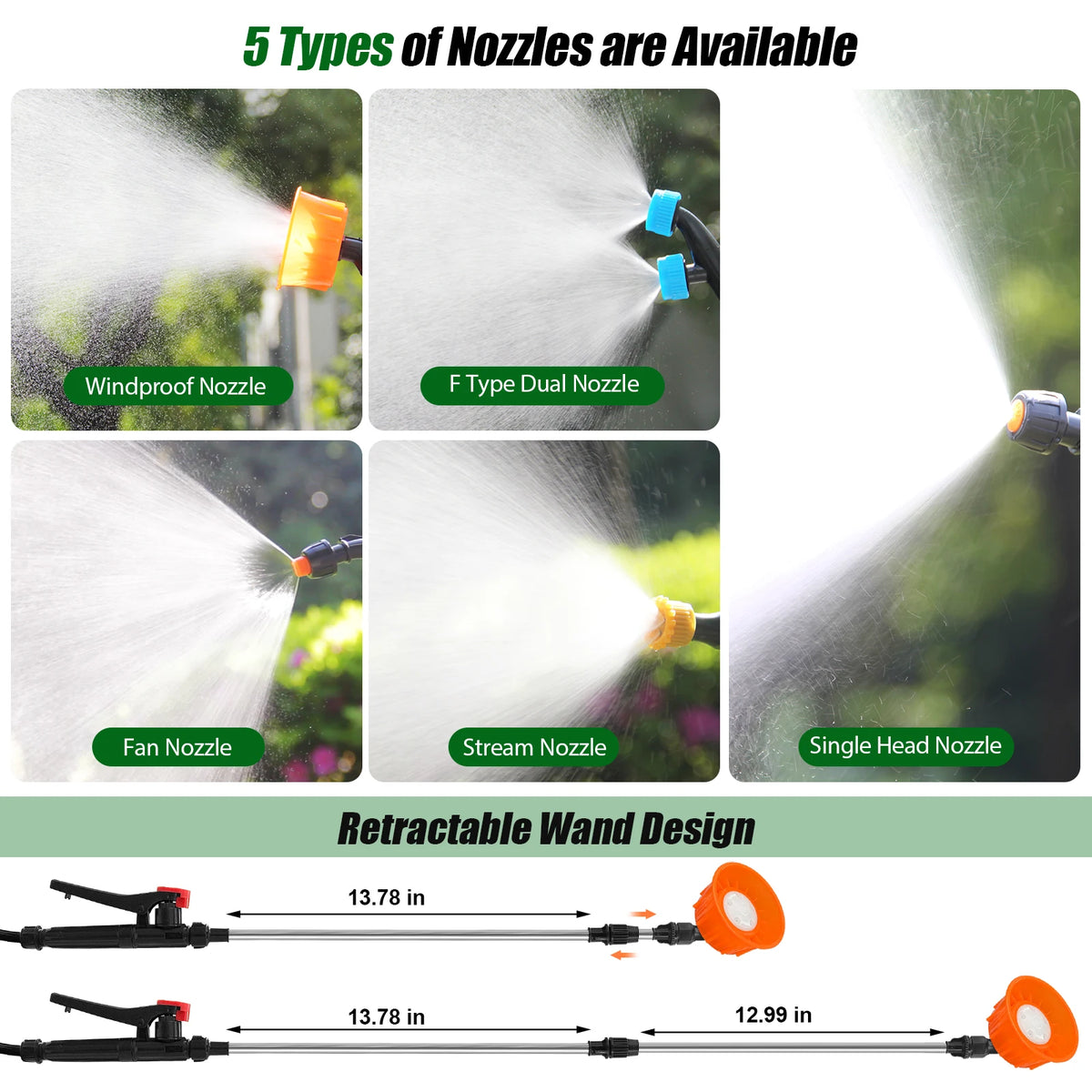 Battery Powered Backpack Garden Sprayer With 100 PSI Electric Pump