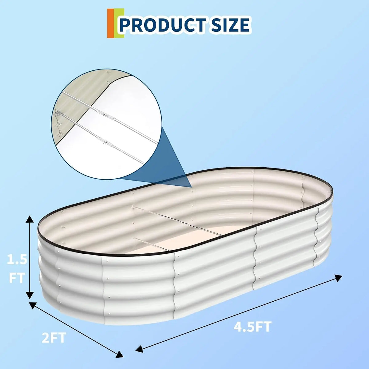 Tacleekii Galvanized Steel Oval Raised Garden Bed Planter Kit