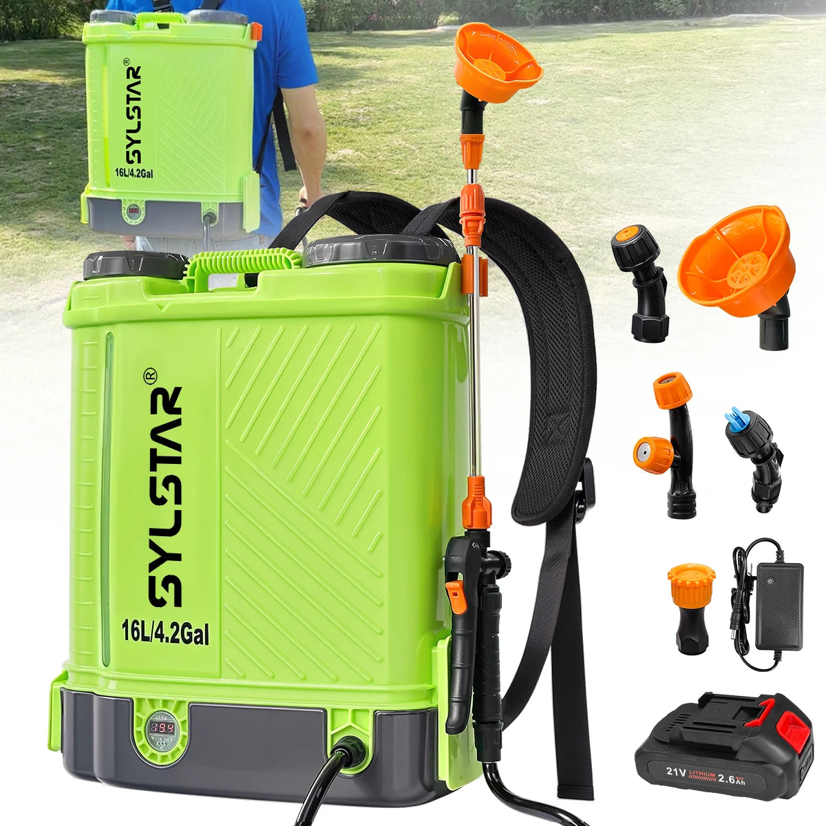 Battery Powered Electric Garden Backpack Sprayer With 100 PSI Pump