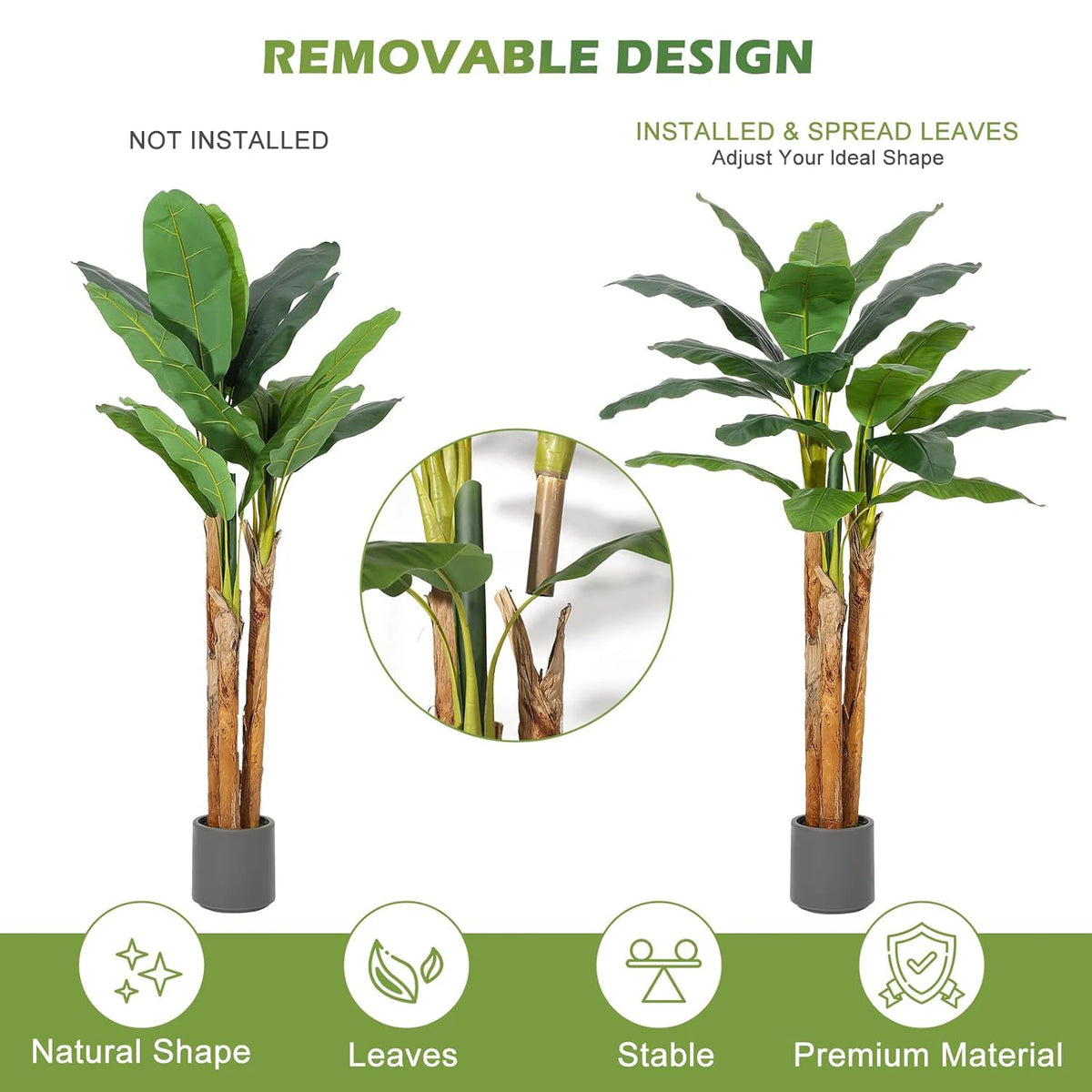 HiMISS Artificial Banana Tree Faux Tropical Plant for Home Decor