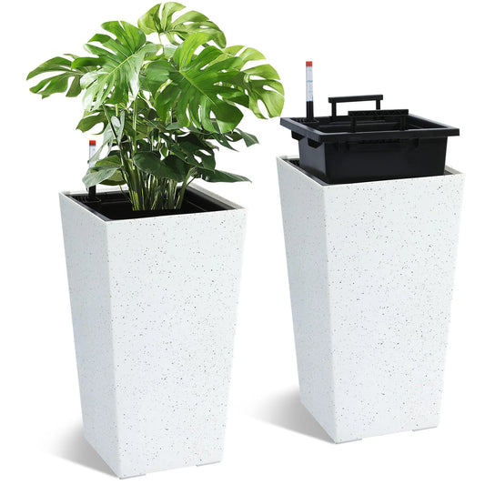 HiMISS Self Watering Planters With Drainage for Indoor Outdoor Plants