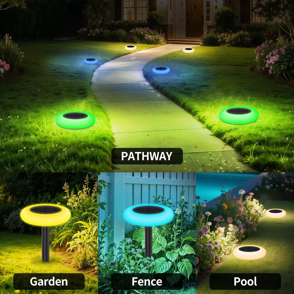 Intelamp Outdoor Solar Pathway Lights for Garden and Landscape