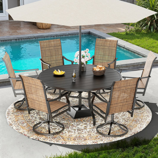 Farini Outdoor Dining Set with Six Swivel Chairs for Patios