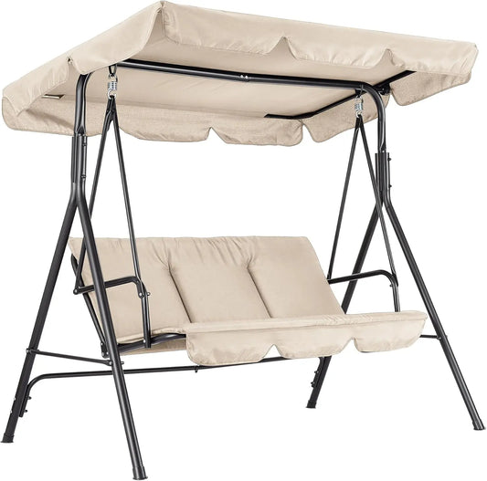 HiMISS Outdoor Swing Chair With Adjustable Canopy And Metal Frame