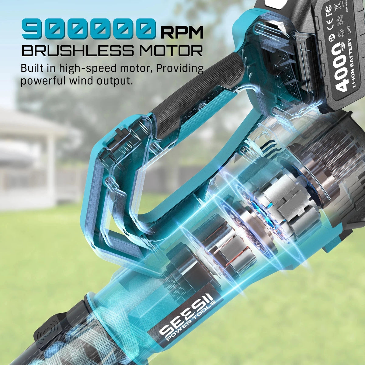 SeeSii Cordless Brushless Turbo Blower for Makita Battery Lawn Care