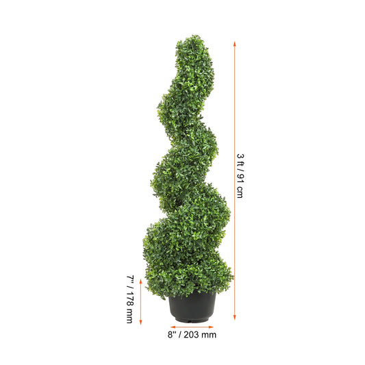 SucceBuy Artificial Boxwood Spiral Topiary Tower for Outdoor Decor