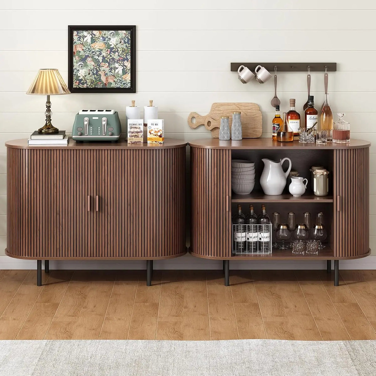 ONBRILL Modern Sideboard Buffet Cabinet With Sliding Door Storage