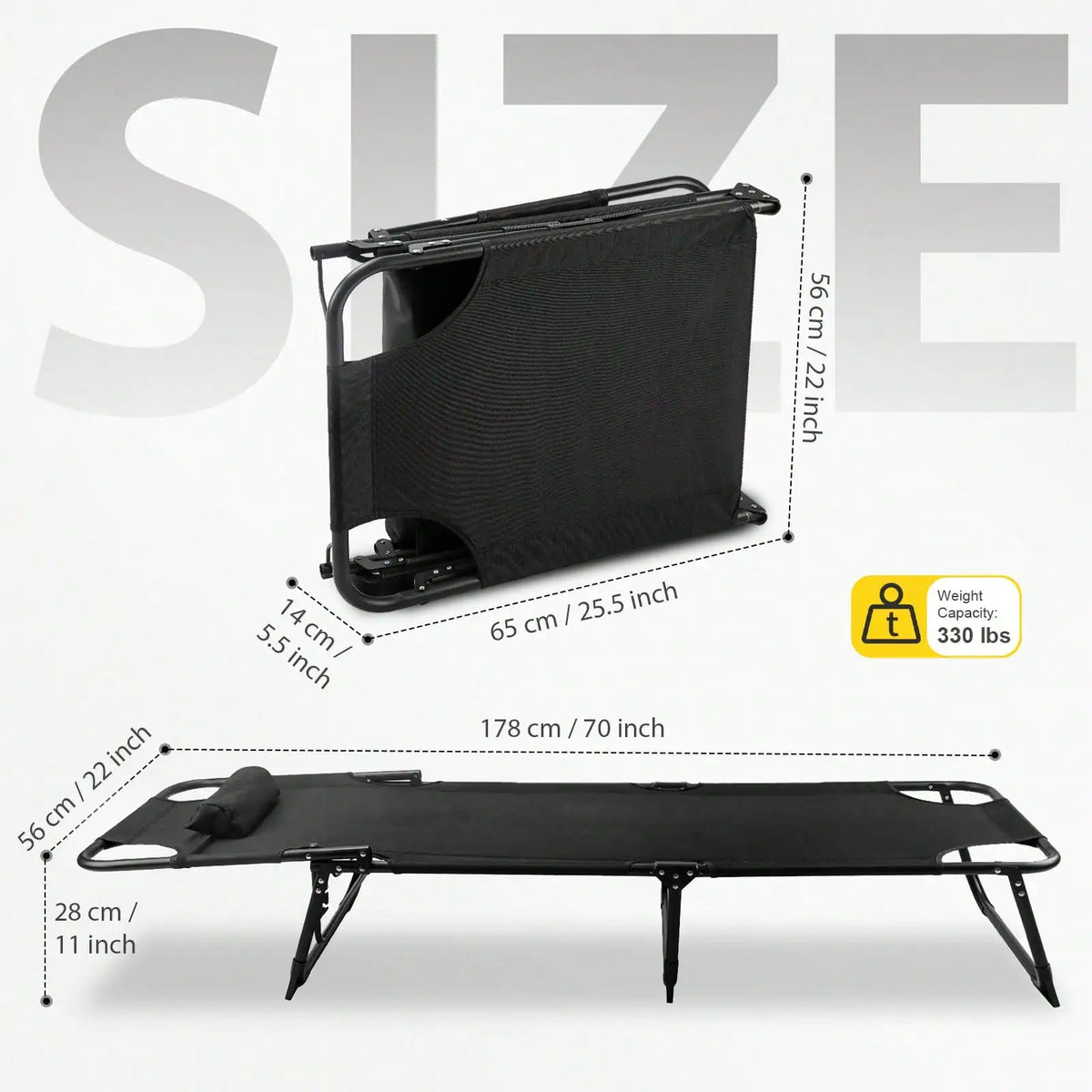 Folding Camping Cot With Mattress And Pillow For Travel