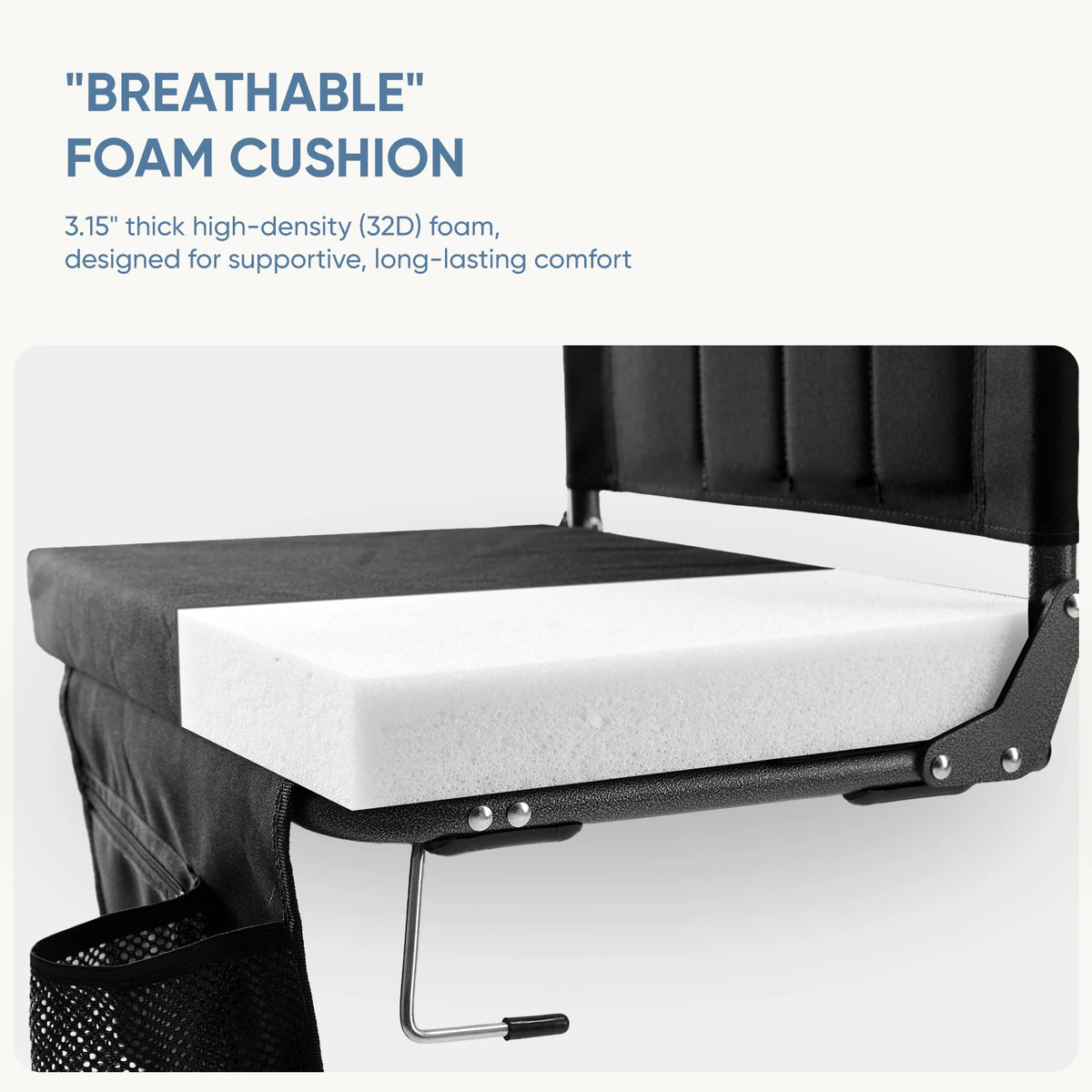 JHK Foldable Outdoor Chair With Back Support And Cushioned Seat