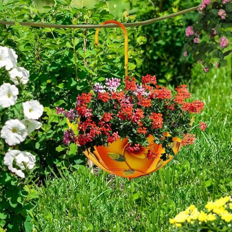 Farmhouse Umbrella Wall Mounted Metal Hanging Flower Basket Planter