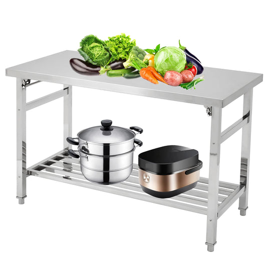 HiMISS Stainless Steel Folding Prep Table for Commercial Outdoor Use