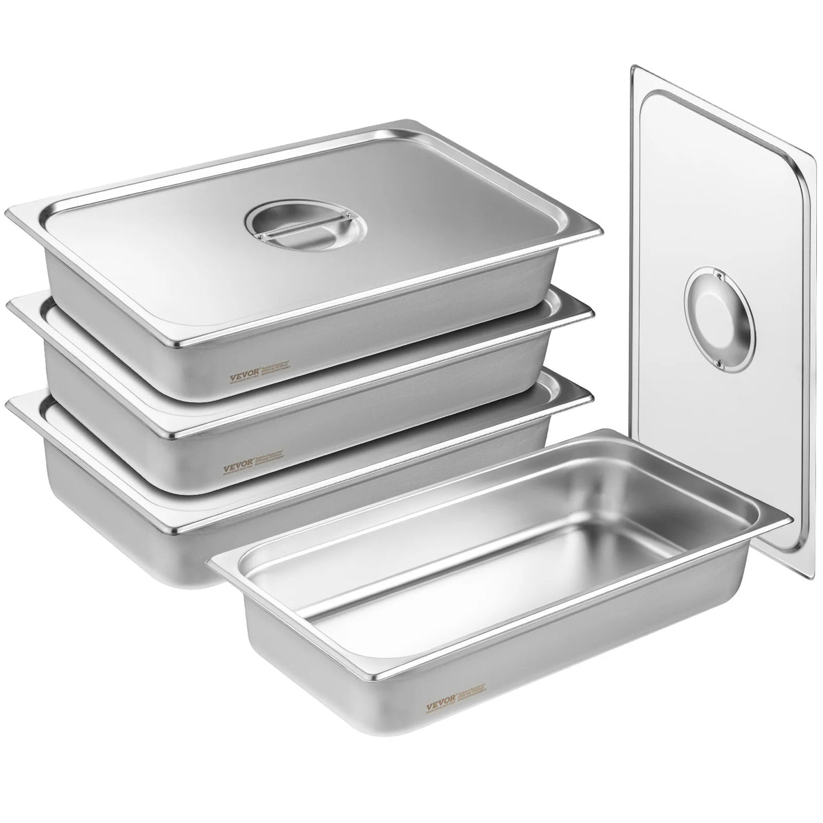 SucceBuy Stainless Steel Anti-Jam Steam Table Pans With Lids