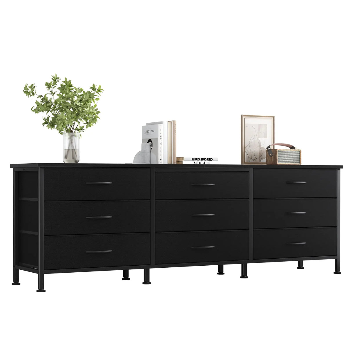 JHK Modern TV Entertainment Center With Fabric Drawer Storage Display Unit