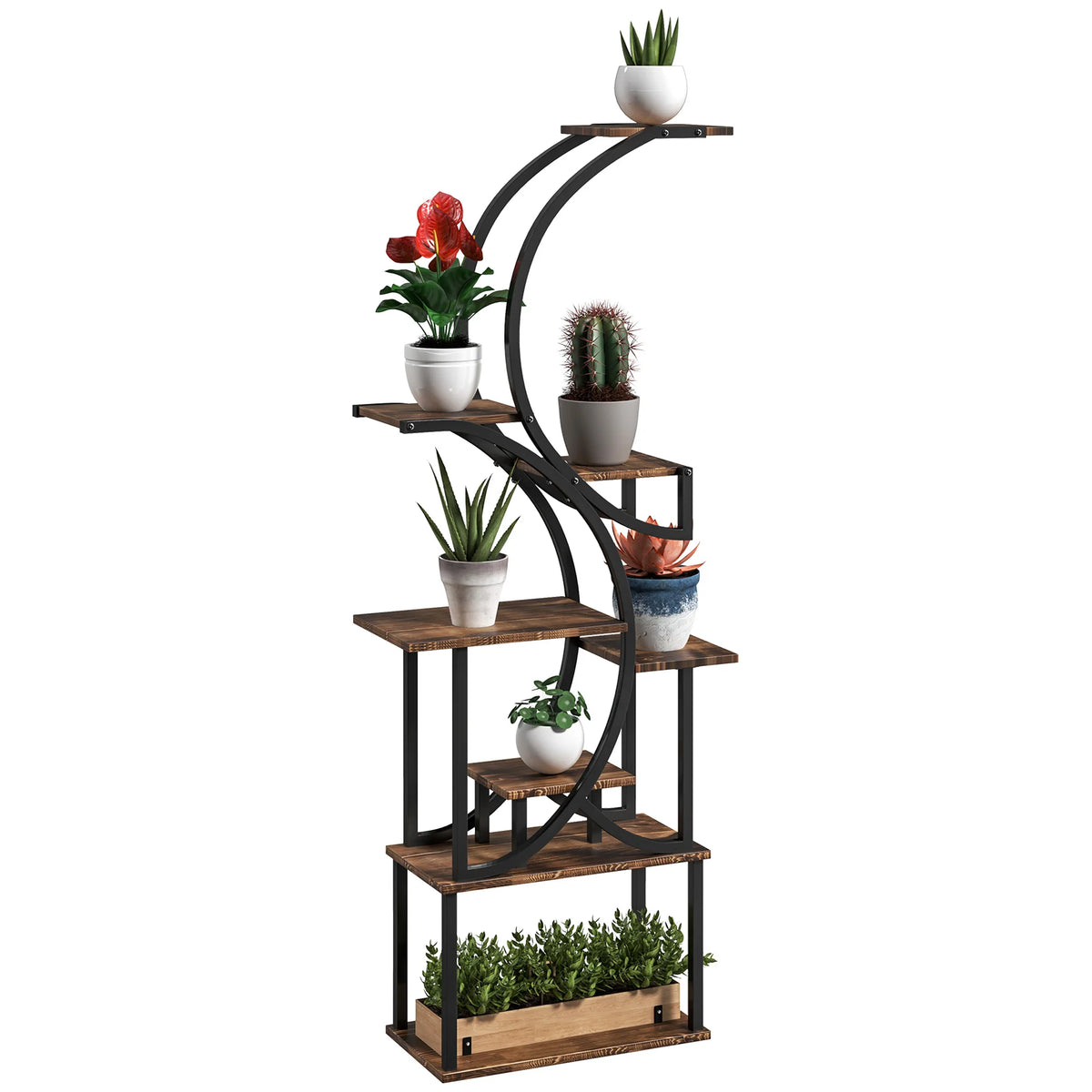 Outsunny Eight Tier S Shaped Metal Corner Plant Stand