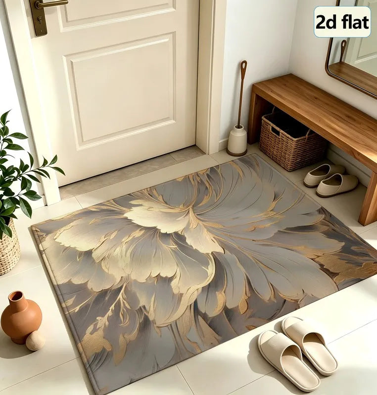 Elegant Floral Machine Washable Indoor Rug for Living Room Decor