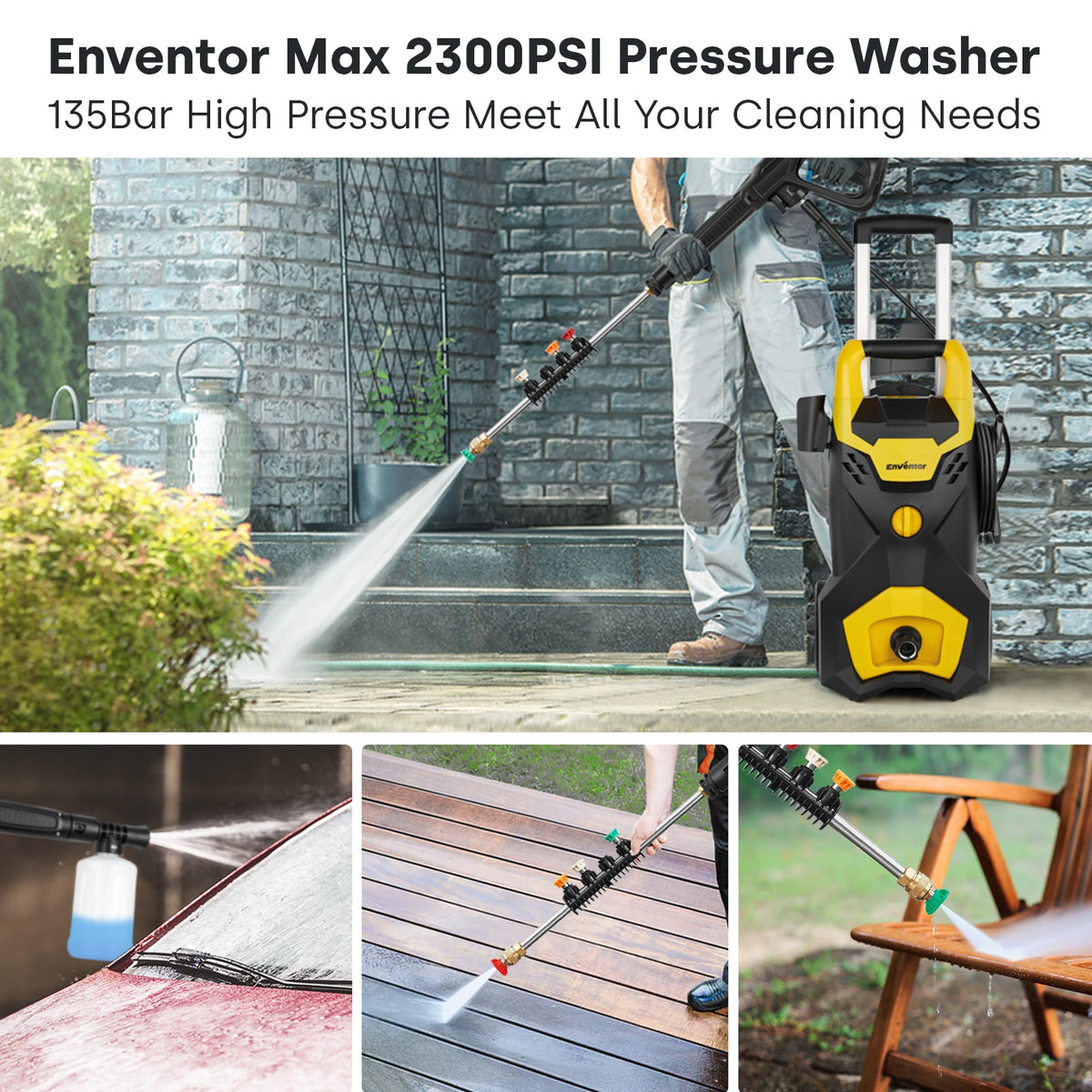Enventor Electric Pressure Washer for Cars Gardens and Farms