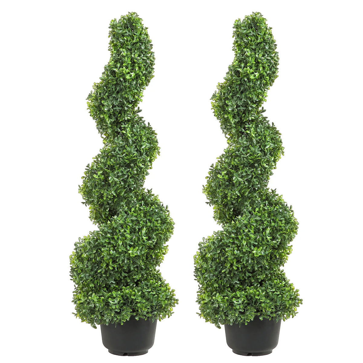SucceBuy Artificial Boxwood Spiral Topiary Tower for Outdoor Decor