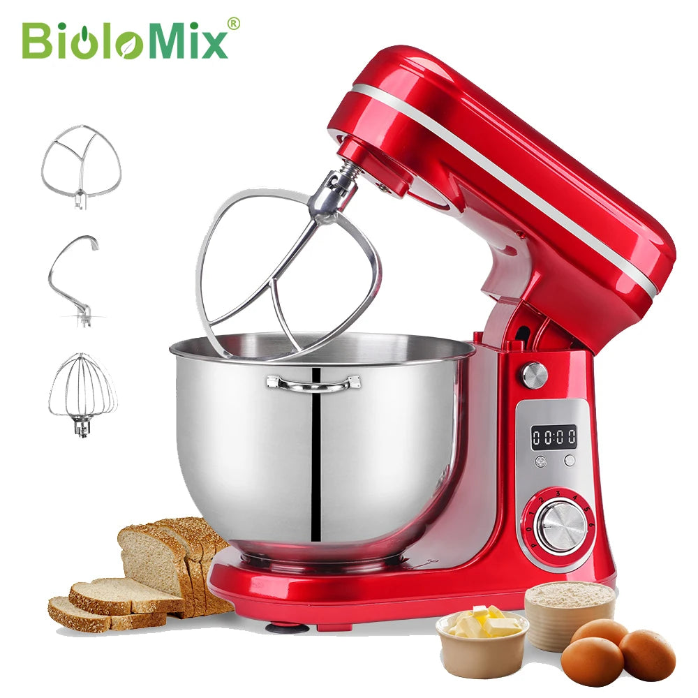 BioloMix Tilt Head Stand Mixer With Dough Hook And Whisk
