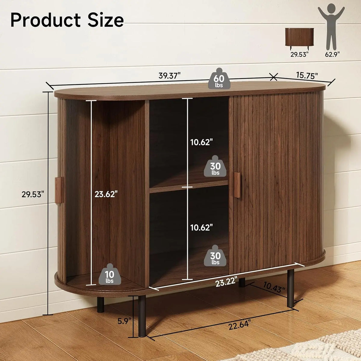 ONBRILL Modern Sideboard Buffet Cabinet With Sliding Door Storage