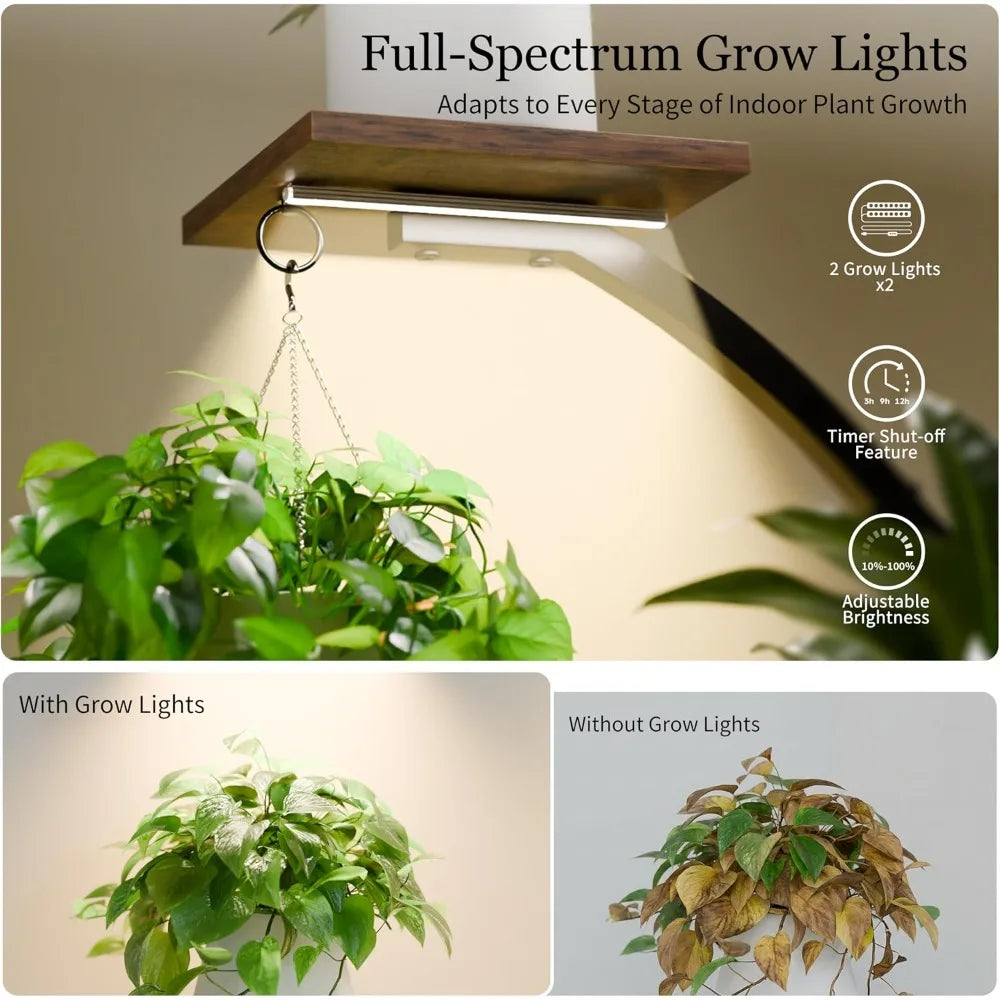 Indoor Corner Plant Stand With Integrated Grow Lights