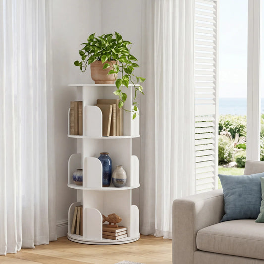 Rotating Bookshelf Display Shelves for Convenient Home Storage