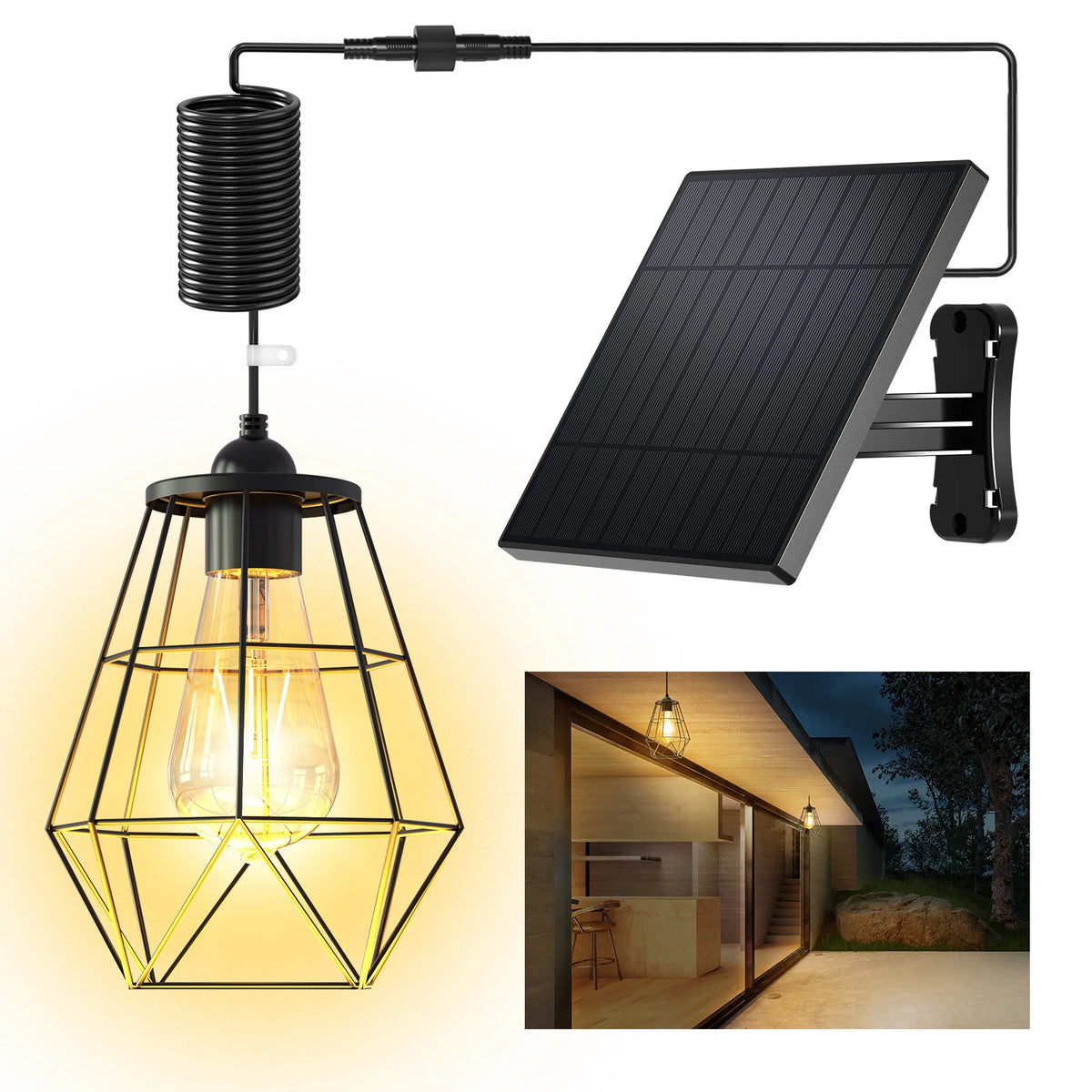 Intelamp Solar Pendant Lights Waterproof for Indoor and Outdoor Spaces