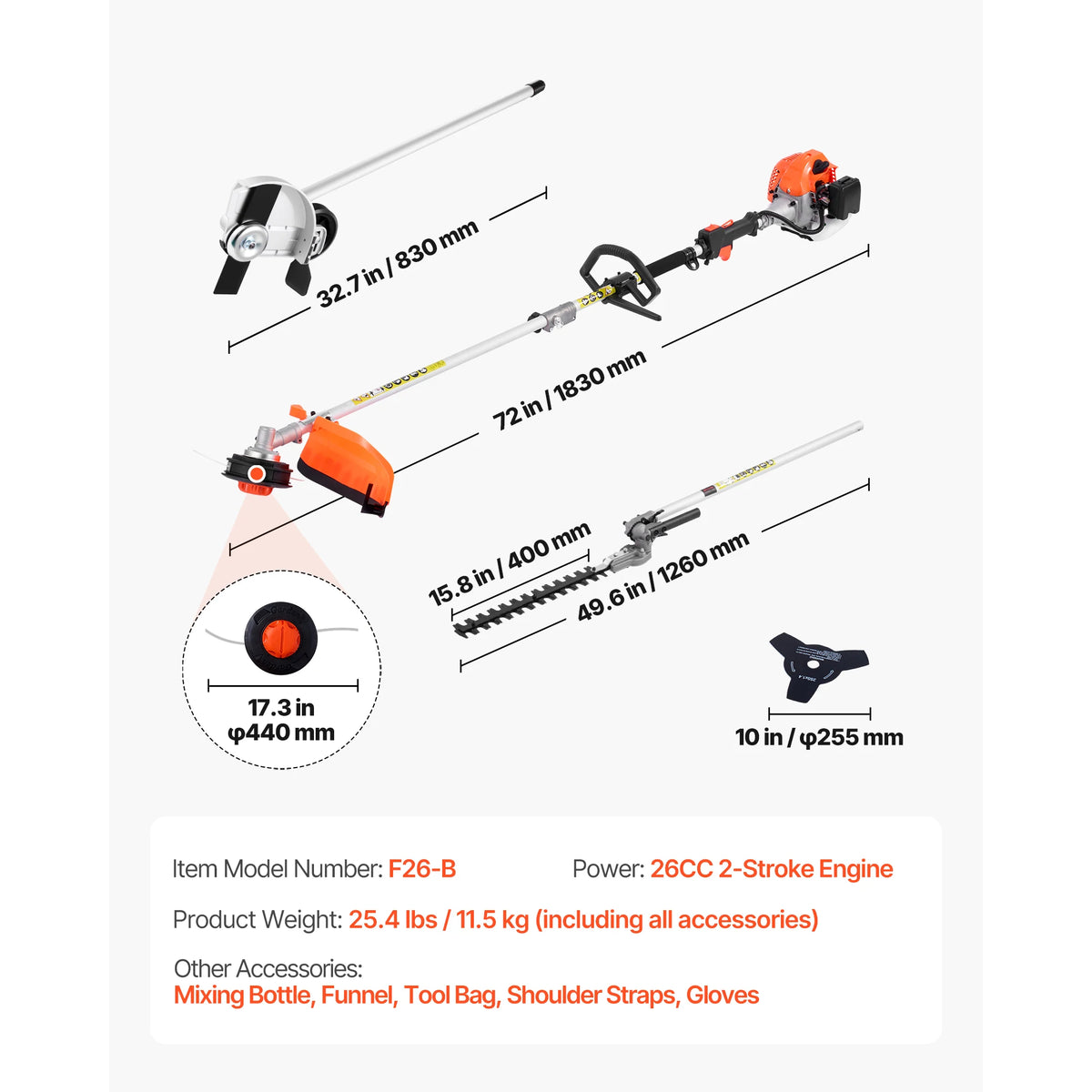 SucceBuy Gas Powered Multi Function Hedge Trimmer With Protective Gear
