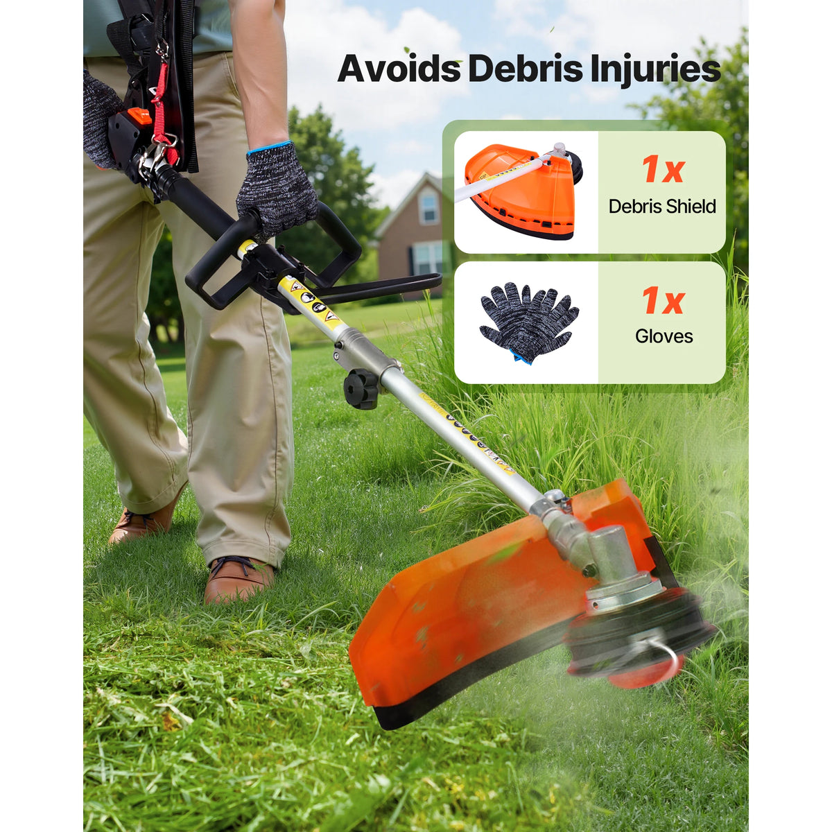 SucceBuy Gas Powered Multi Function Hedge Trimmer With Protective Gear